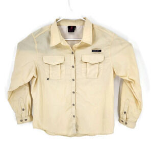 Little Donkey Andy Mens Power Dry Fishing Shirt Yellow Button Vented Pockets L